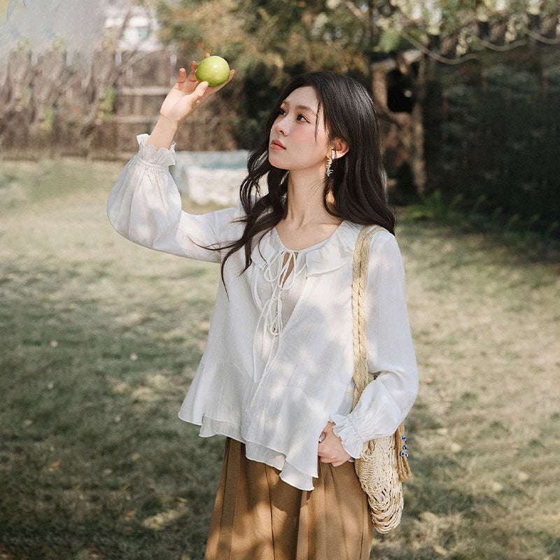 Vintage Bluse mit Rüschenkragen