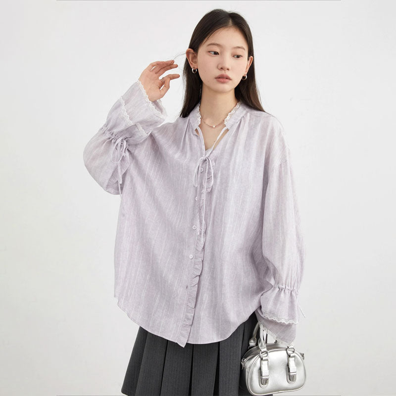 Lockere Bluse mit Stehkragen