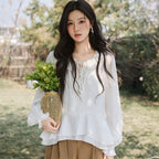 Vintage Bluse mit Rüschenkragen