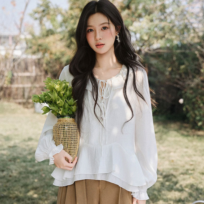 Vintage Bluse mit Rüschenkragen