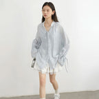 Lockere Bluse mit Stehkragen