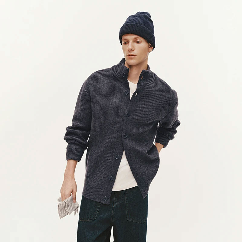 Strick Cardigan mit Hohem Kragen