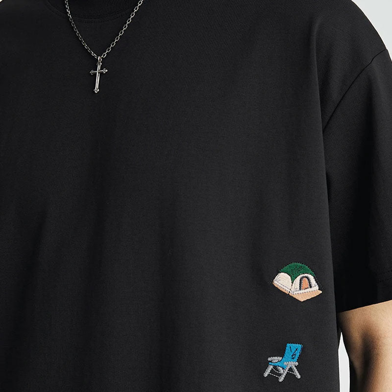 Besticktes, locker sitzendes Sommer-T-Shirt