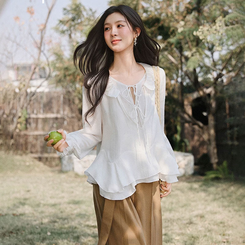 Vintage Bluse mit Rüschenkragen