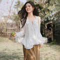 Vintage Bluse mit Rüschenkragen