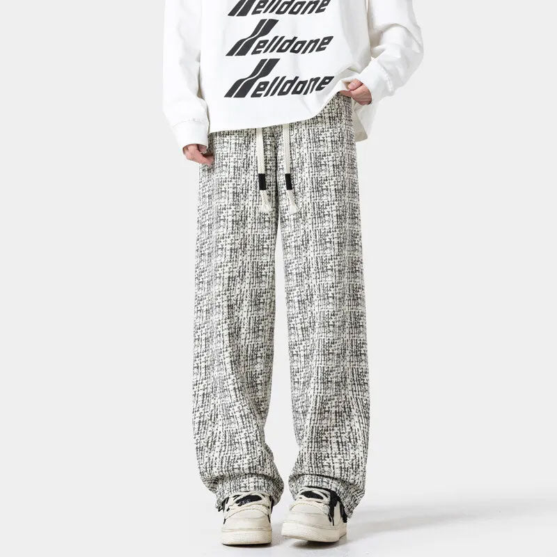 Baggy Tweed Hose mit Weitem Bein