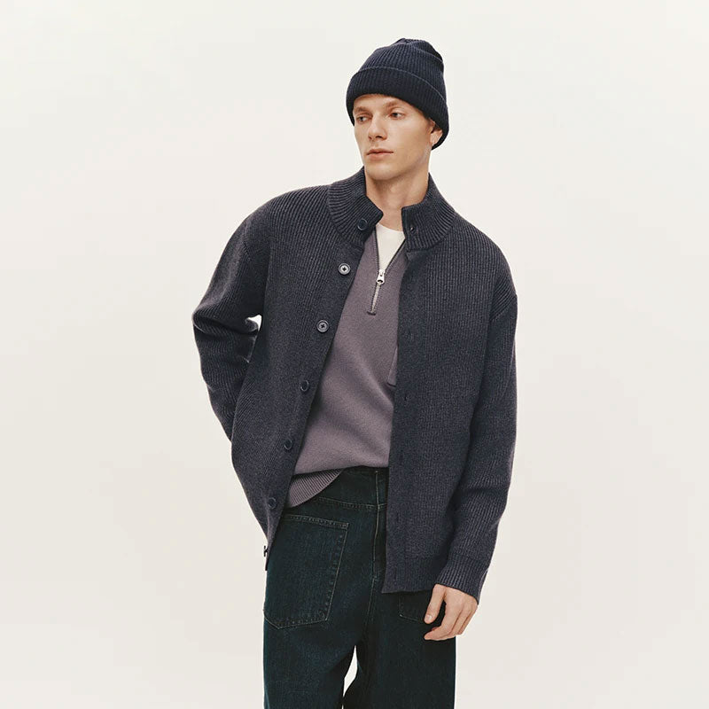 Strick Cardigan mit Hohem Kragen