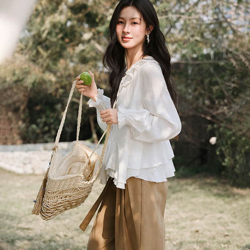 Vintage Bluse mit Rüschenkragen