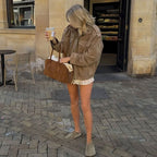 Wildleder Bomberjacke mit Taschen