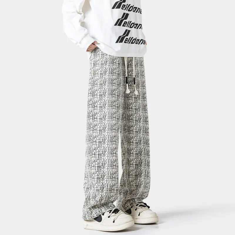 Baggy Tweed Hose mit Weitem Bein