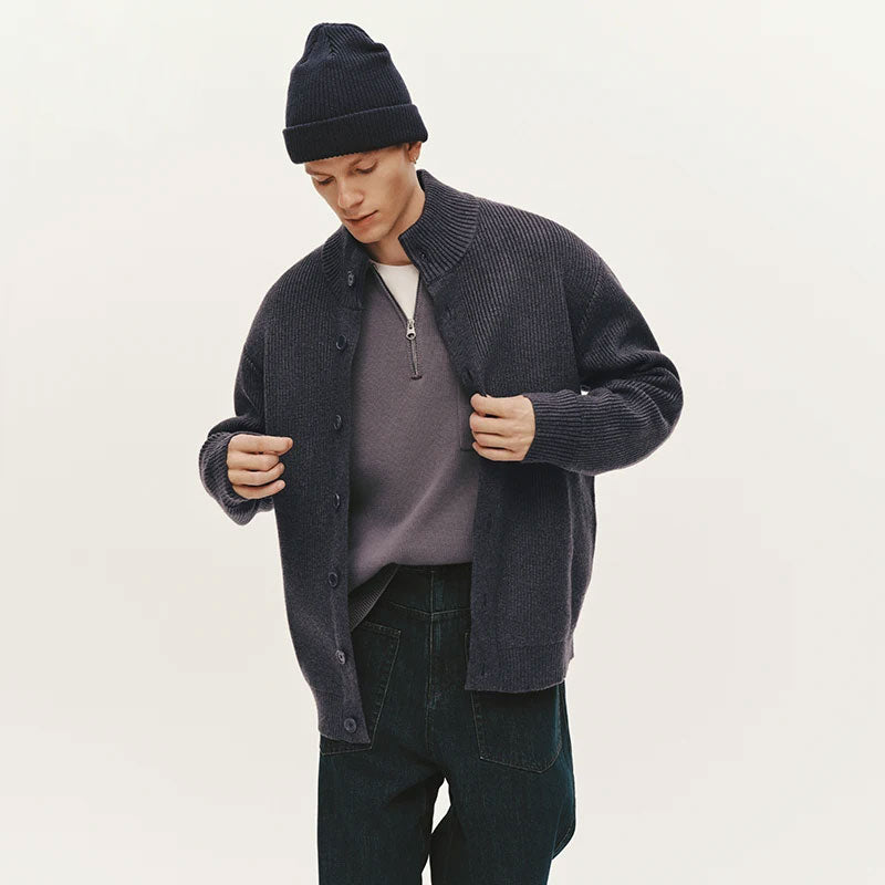 Strick Cardigan mit Hohem Kragen