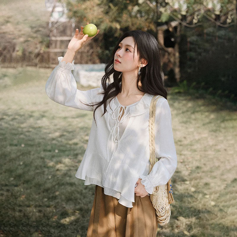 Vintage Bluse mit Rüschenkragen