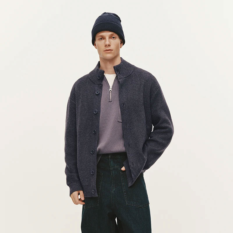 Strick Cardigan mit Hohem Kragen