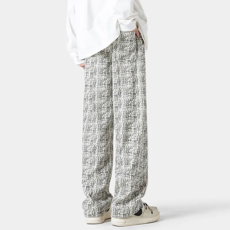Baggy Tweed Hose mit Weitem Bein