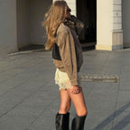 Wildleder Bomberjacke mit Taschen