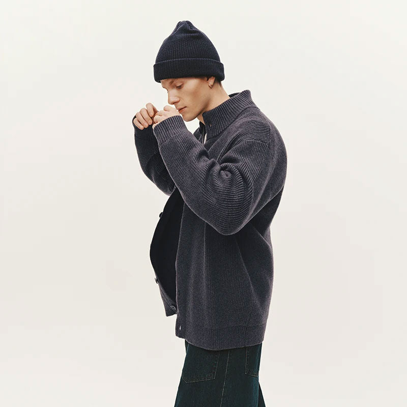 Strick Cardigan mit Hohem Kragen