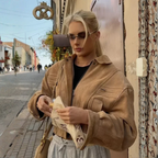 Kurze Wildlederjacke mit Reißverschluss